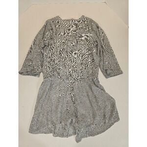 Elan Women's Extra Large Striped V Neck 3/4 Sleeve Romper‎ Jumper